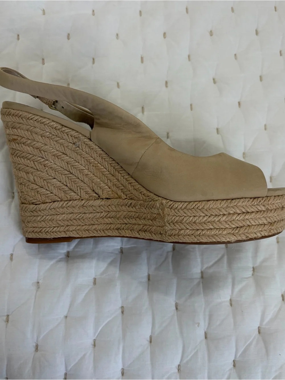 Dolce Vita Neutral Beige Espadrille Wedge Slingback size 7.5